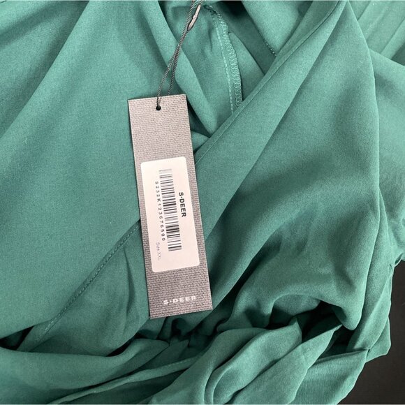 S-Deer Women’s Teal Pleated Maxi Blousson Dress with Long Sleeves Size XXL - Picture 5 of 7